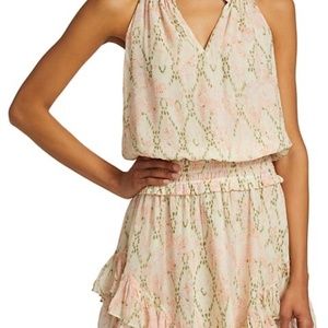 NWT Ramy Brook Jewel Print Mini Dress Sand Crimson size S